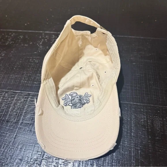 Mu-ka Beige Distressed Dad Hat Cartoon Money Character Embroidery Streetwear Y2K - Picture 6 of 7